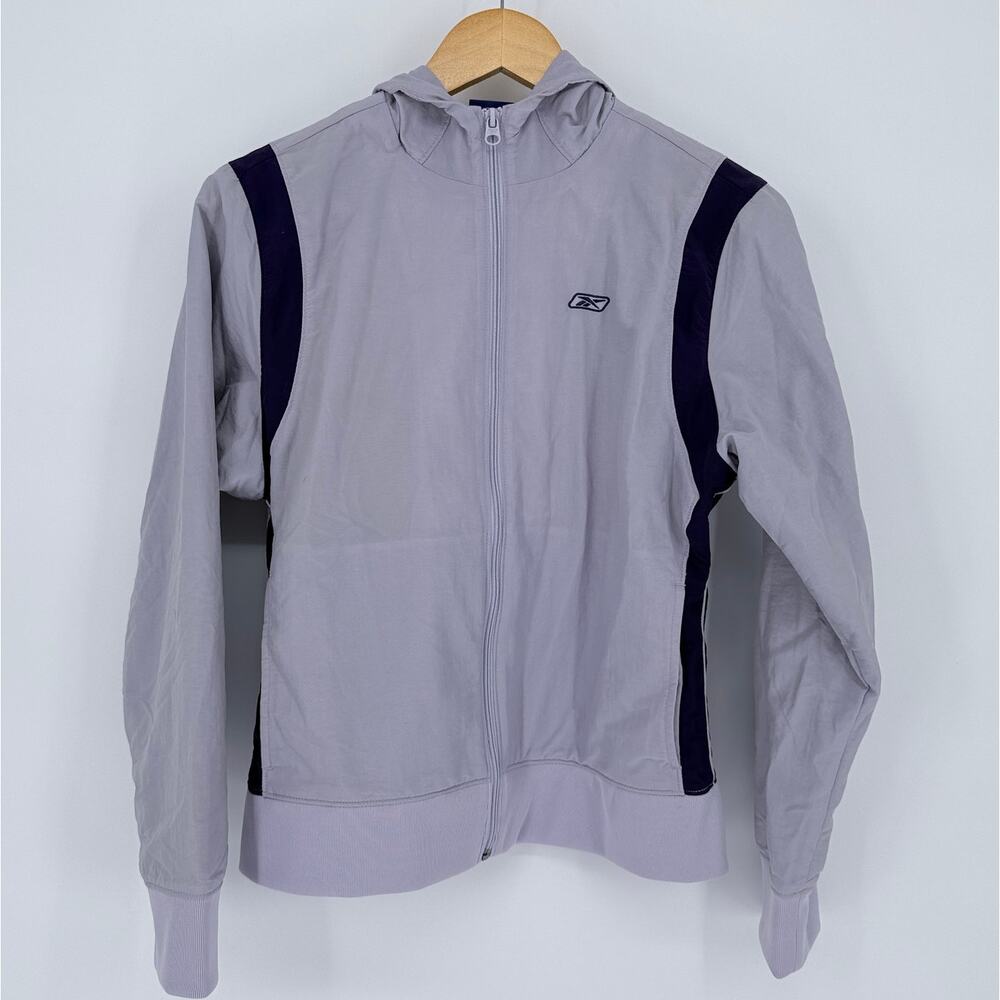 Reebok Full Zip‎ Hooded Jacket Large Lavender Navy